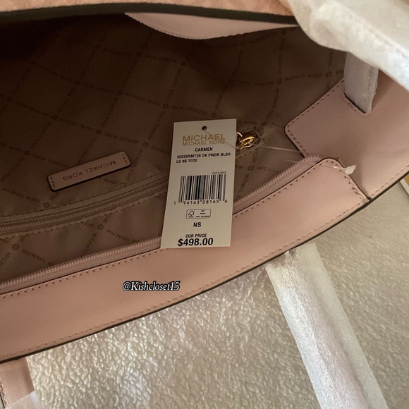 FINAL PRICE‼️ NWT Michael Kors Carmen Large NS Tote Dark Powder Blush - Picture 17 of 17